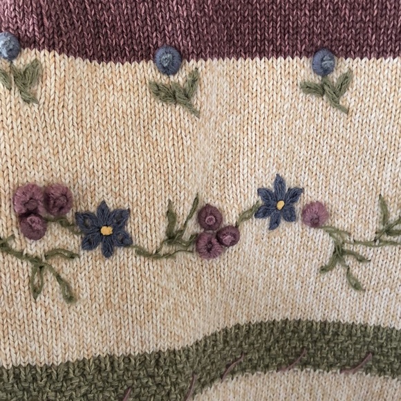 Vintage Embroidered Floral Alfred Dunner Sweater Cottagecore Ramie Cotton Blend - Picture 5 of 14